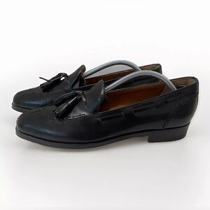 Salvatore Ferragamo Black Leather Tassel Loafers Mens Size 7.5D